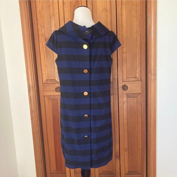 Kate Spade Blue Striped Shift Dress, Size 6 - Picture 3 of 6